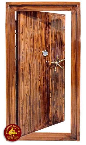 Vaul door with wood grain finish
