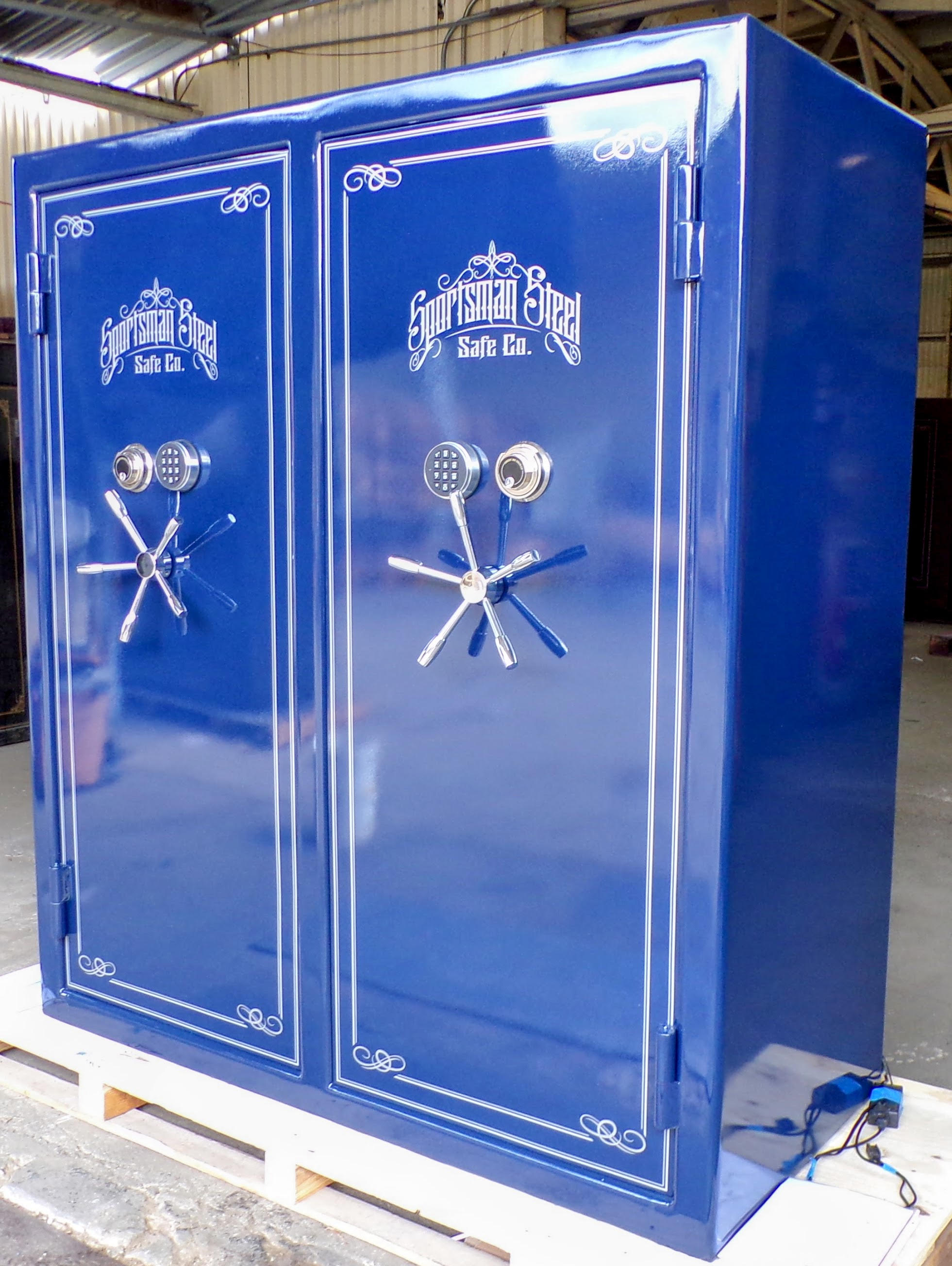 Blue double door safe