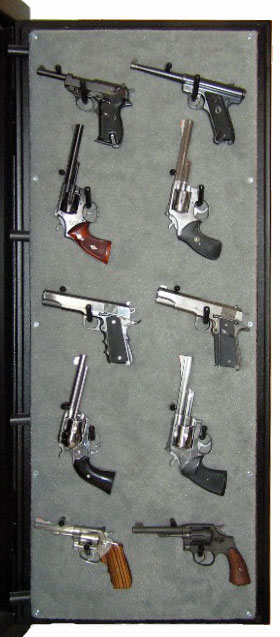 Pistol storage on safe doors