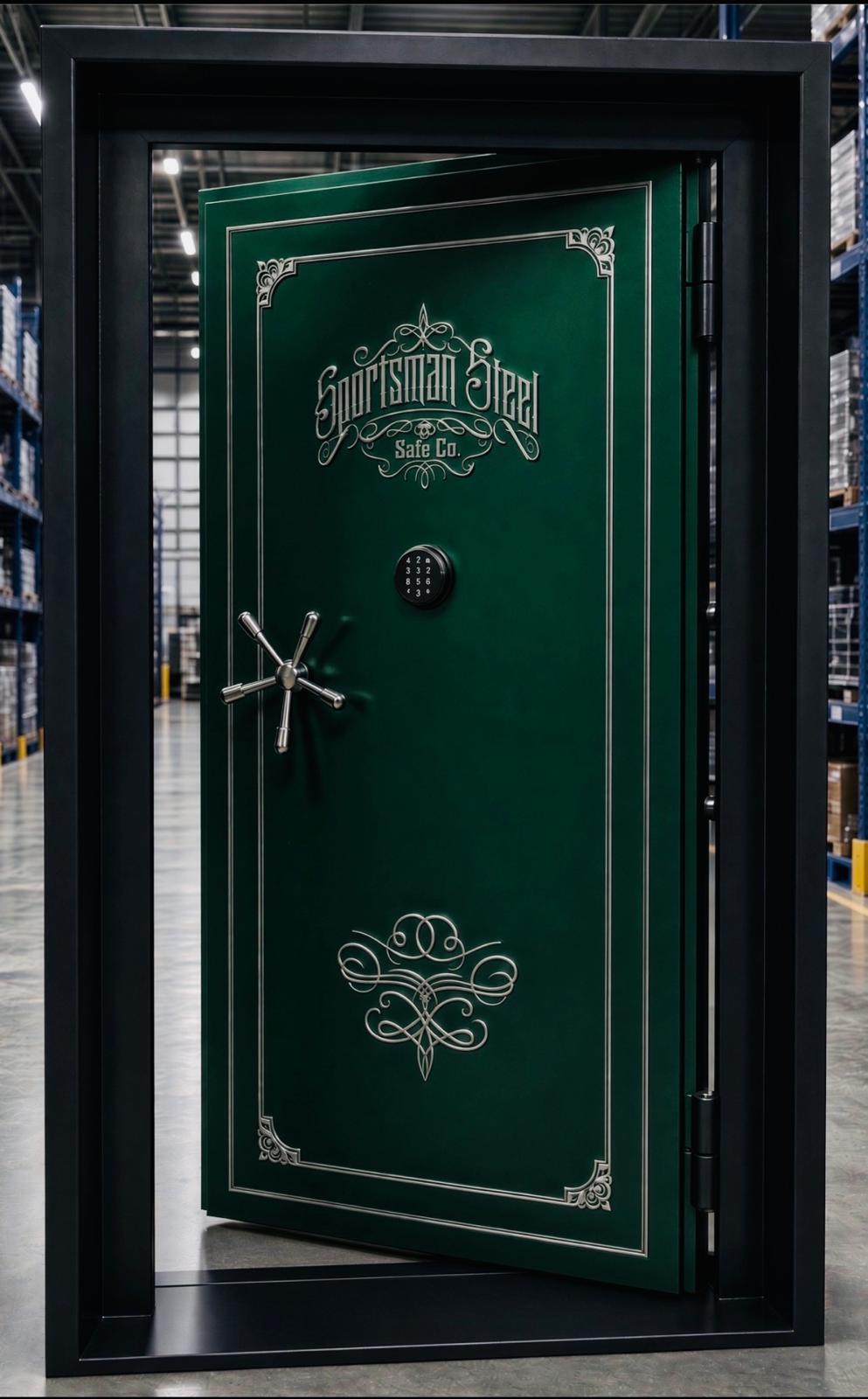Phantom Series Vault Door — Forest Green / Black — Silver Accents