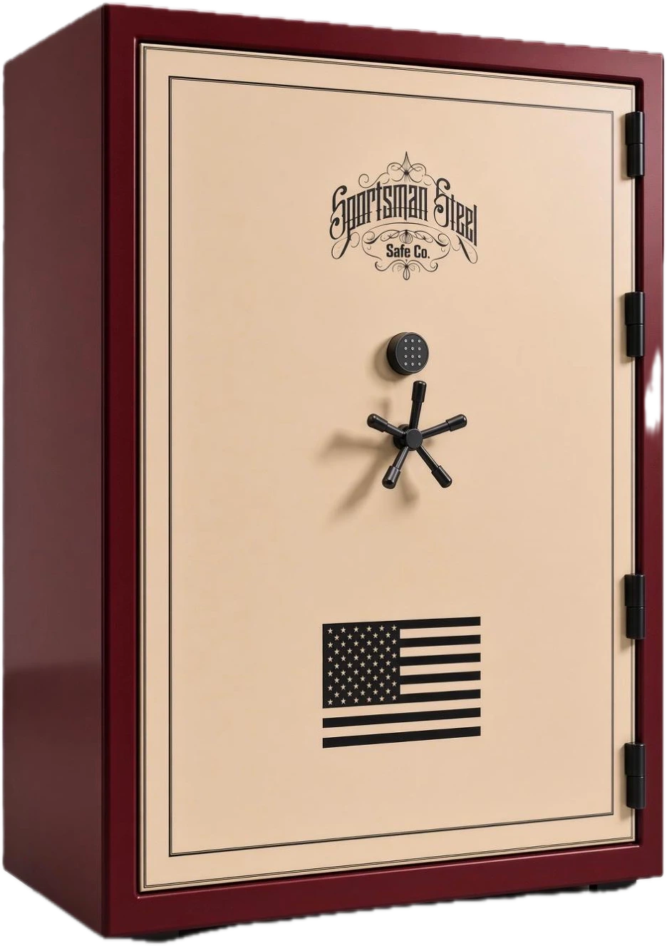 Tactical American 65 gun safe burgundy and cream