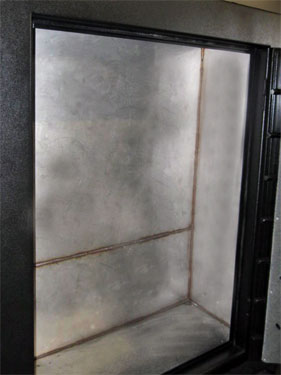 Stainless steel gun safe interior is torch resistant